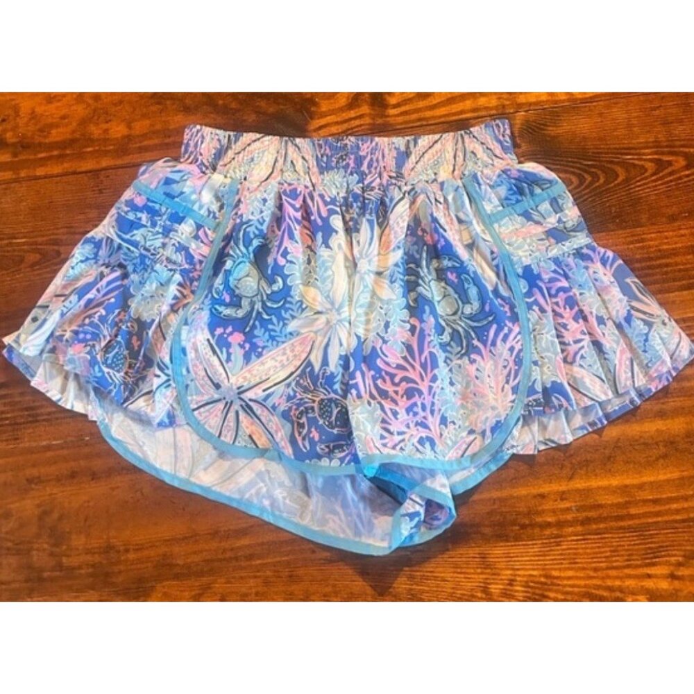 WOMEN'S JUNIORS SIMPLY SOUTHERN MULTICOLOR Reef Print Pleated Shorts Large